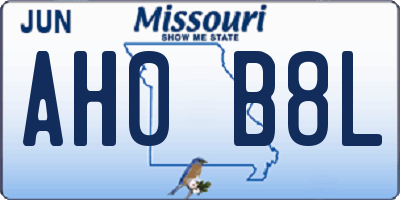 MO license plate AH0B8L