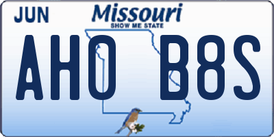 MO license plate AH0B8S