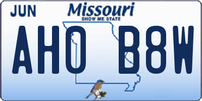 MO license plate AH0B8W