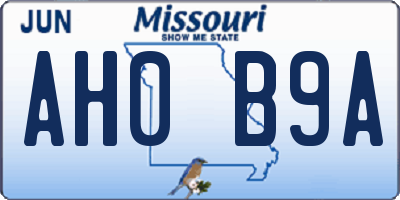 MO license plate AH0B9A