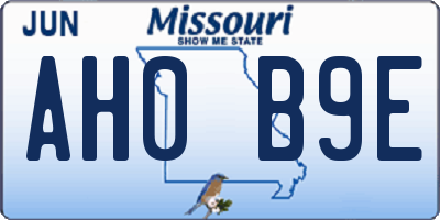 MO license plate AH0B9E
