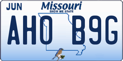 MO license plate AH0B9G