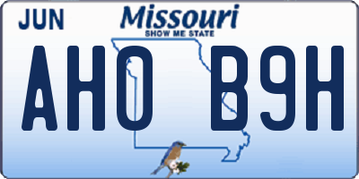 MO license plate AH0B9H