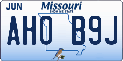 MO license plate AH0B9J