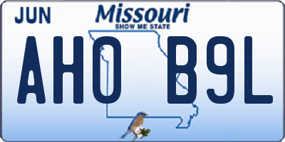 MO license plate AH0B9L