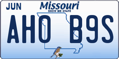 MO license plate AH0B9S