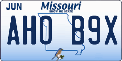 MO license plate AH0B9X