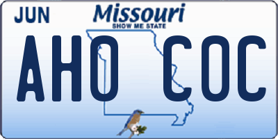 MO license plate AH0C0C