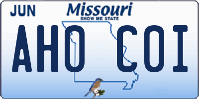 MO license plate AH0C0I