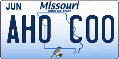 MO license plate AH0C0O