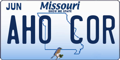 MO license plate AH0C0R