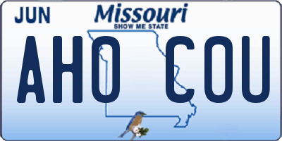 MO license plate AH0C0U