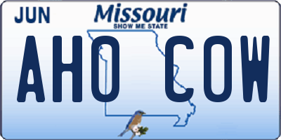 MO license plate AH0C0W