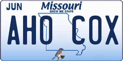 MO license plate AH0C0X