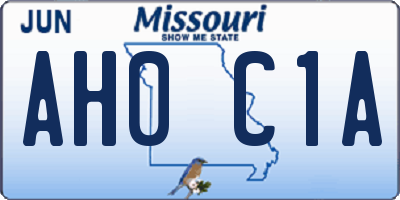 MO license plate AH0C1A