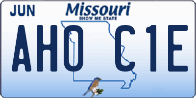 MO license plate AH0C1E