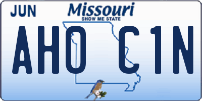 MO license plate AH0C1N