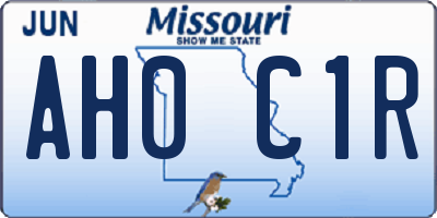 MO license plate AH0C1R