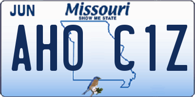 MO license plate AH0C1Z