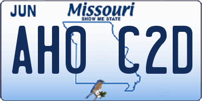 MO license plate AH0C2D