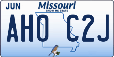 MO license plate AH0C2J