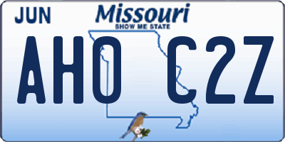 MO license plate AH0C2Z