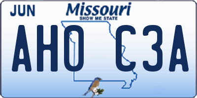 MO license plate AH0C3A