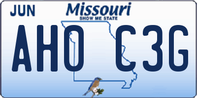 MO license plate AH0C3G