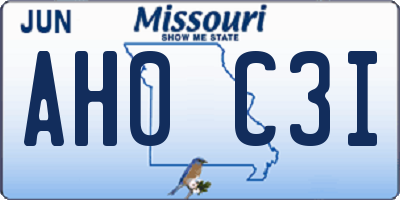 MO license plate AH0C3I