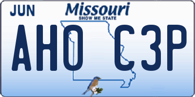 MO license plate AH0C3P