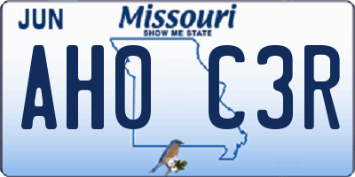 MO license plate AH0C3R