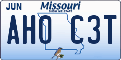 MO license plate AH0C3T