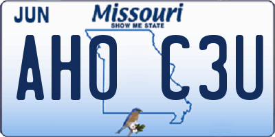 MO license plate AH0C3U