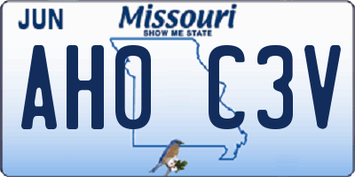 MO license plate AH0C3V