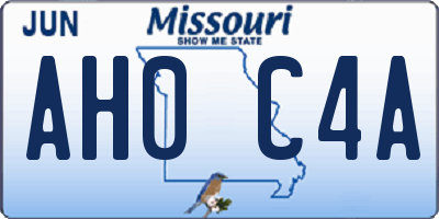 MO license plate AH0C4A