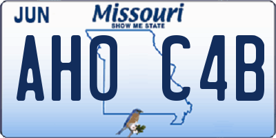 MO license plate AH0C4B