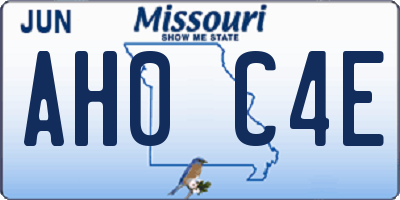 MO license plate AH0C4E