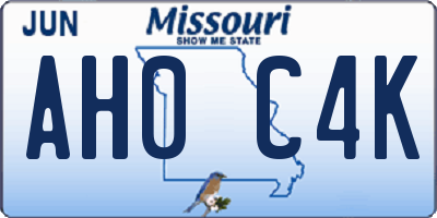 MO license plate AH0C4K