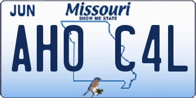 MO license plate AH0C4L