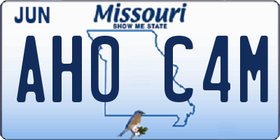 MO license plate AH0C4M