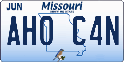 MO license plate AH0C4N