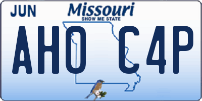 MO license plate AH0C4P