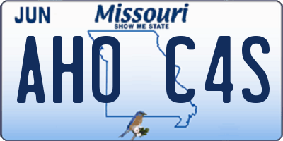 MO license plate AH0C4S