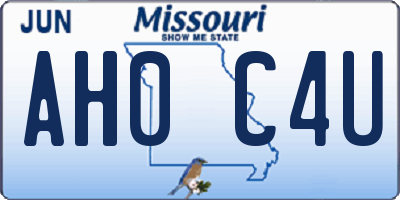 MO license plate AH0C4U