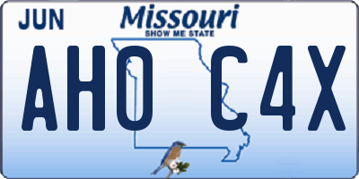 MO license plate AH0C4X