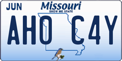 MO license plate AH0C4Y