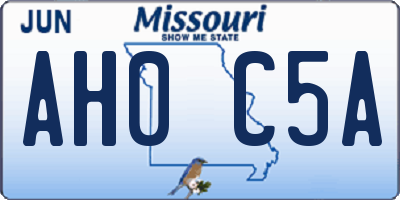 MO license plate AH0C5A