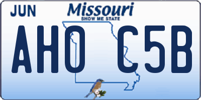 MO license plate AH0C5B