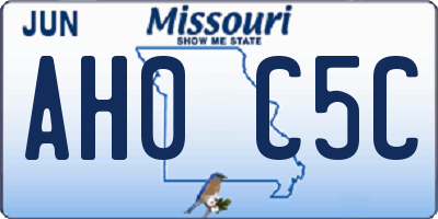 MO license plate AH0C5C