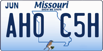 MO license plate AH0C5H